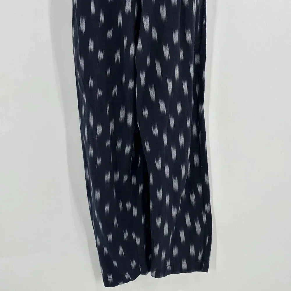 Elevenses Jumpsuit Women 6 Blue‎ White Geometric Spaghetti Strap Front Zip